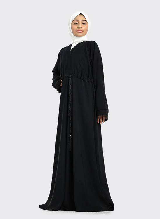 Girls Black Fozia Abaya